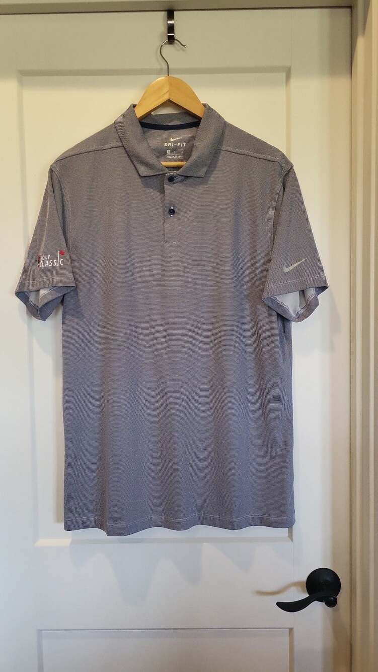 Nike Dri-FIT Men's Large Striped Golf Polo Blue Gray BV6912-492